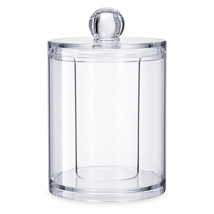 Organizador Discos Desmaquillantes Acrílico Con Tapa Transparente Porta Hisopos 