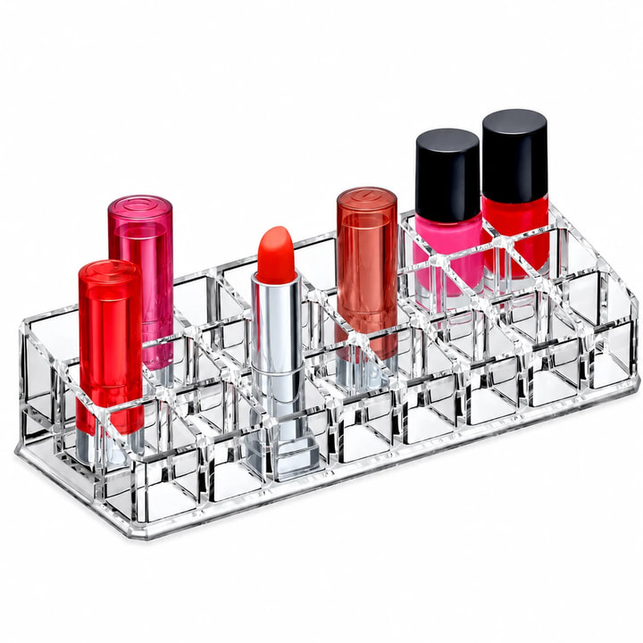 Organizador De Maquillaje Labiales 24 Compartimientos Transparente — color / variante Transparente