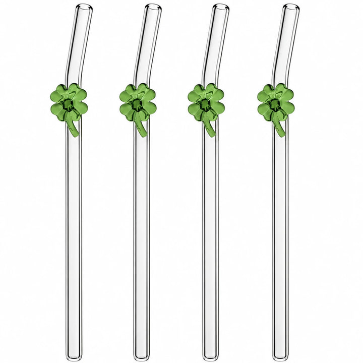 Set Multicolor X4 Sorbetes Trebol Suerte Vidrio + Limpiador — variante Trebol