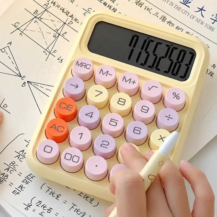 Calculadora Burdah 12 Dígitos Escritorio Teclas Color Pastel — color / variante Amarillo