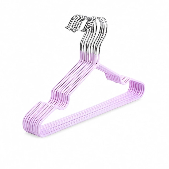 Set 10 Perchas Para Ropa De Metal Recubiertas Pvc Engomada — color / variante Violetas