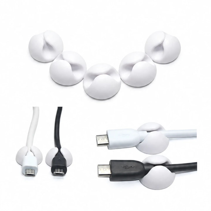 Organizador De Cables X 1 Adhesivo Escritorio Blanco — color / variante Blanco
